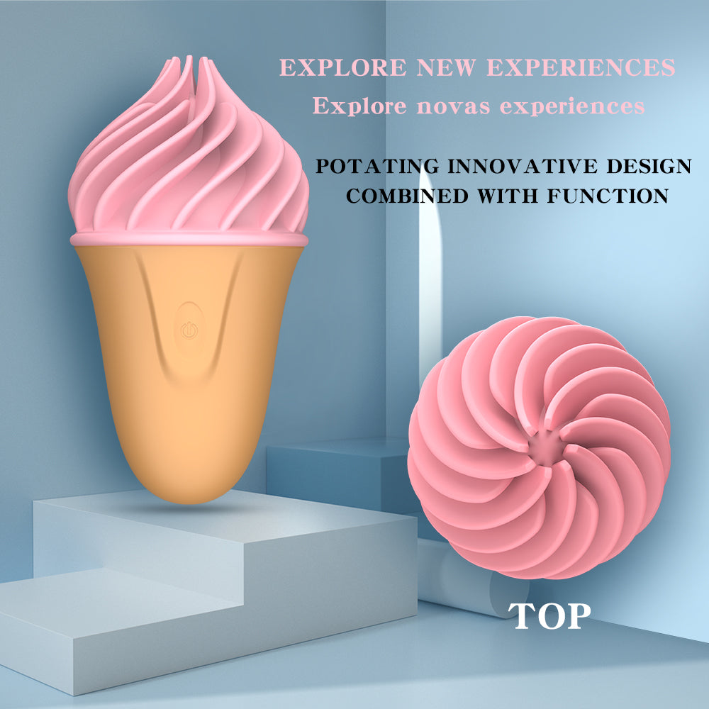 Oleifun Clit Vibrator Ice Cream Look Silicone Waterproof Vibrator Adult Sensory Toys for Women - Pink/Blue