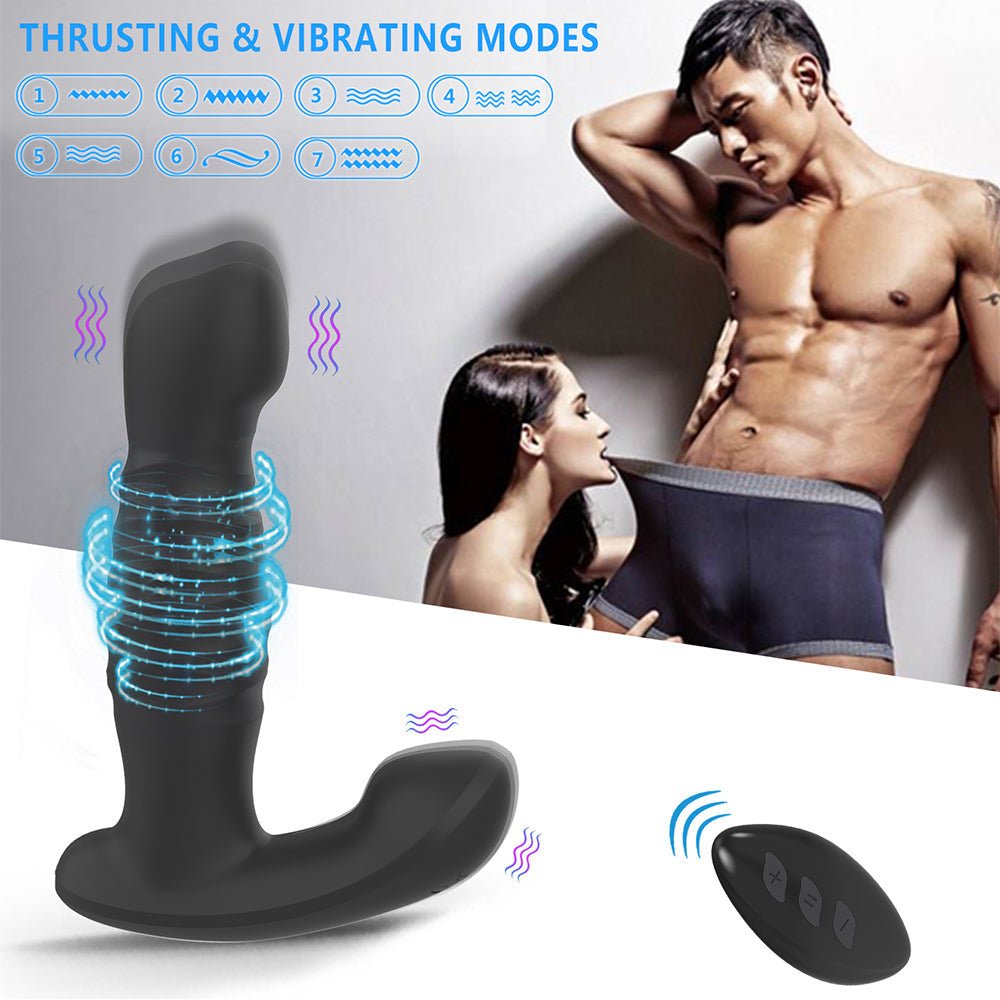 Oleifun Anal Plug 7 Thrusting & Vibrating Prostate Massager for P-Spot & Anus w/ Remote Control - oleifun -