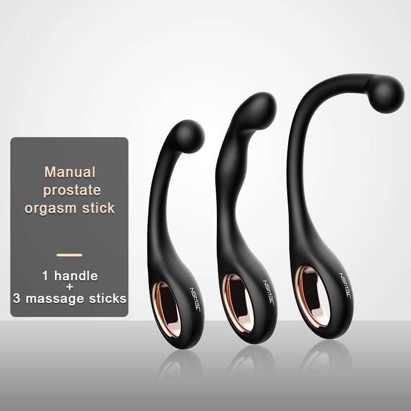 Oleifun Prostate Massager Silicone Thrusting P-Spot Stimulator w/ 1 Handle + 3 Prostate Wands Manual Self Prostate Massage Toys For Men - oleifun -