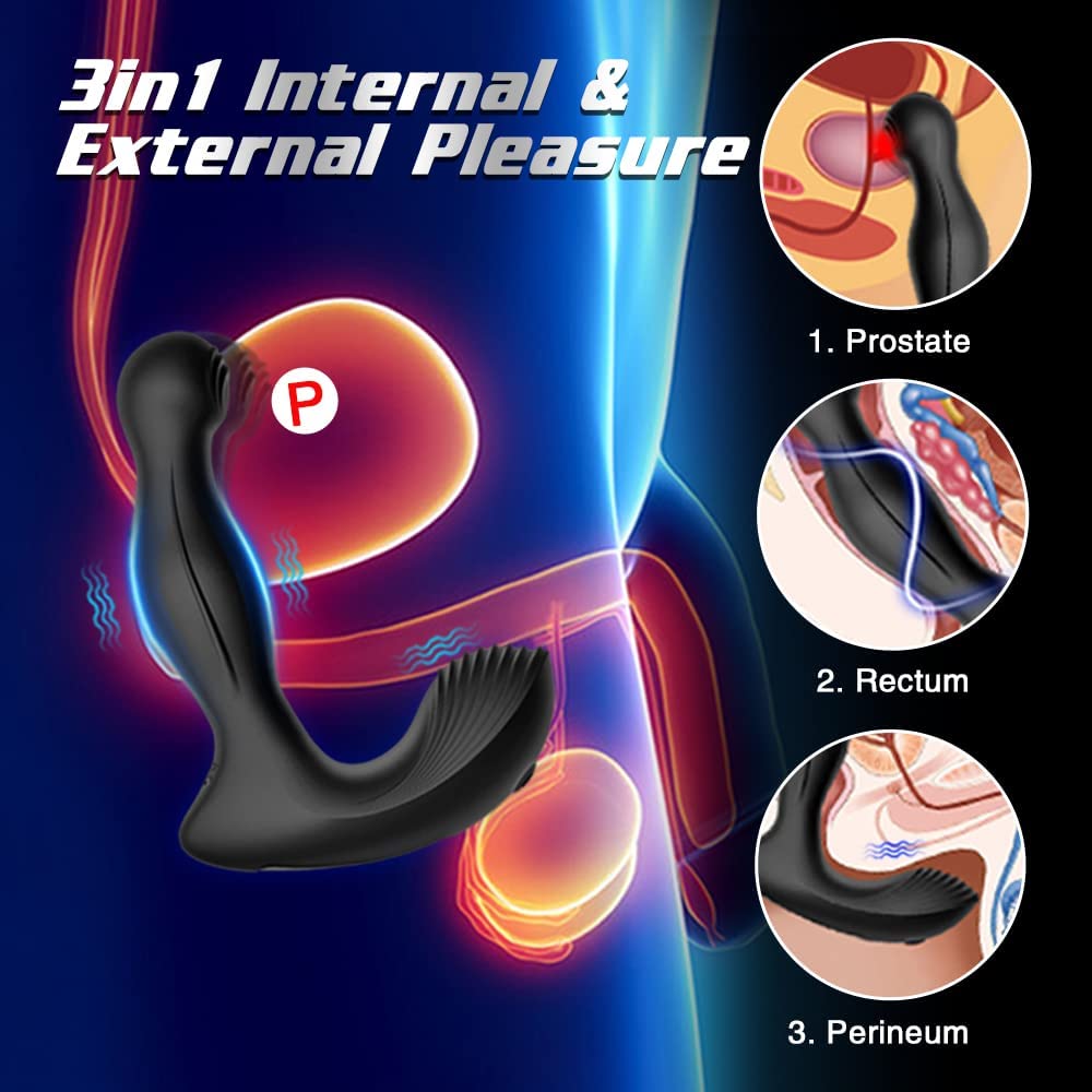 Oleifun Prostate Massager Vibrating Anal Vibrator 3 in 1 Wiggle w/ Remote Control - oleifun -