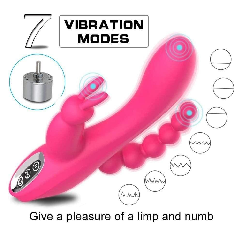 Oleifun Rabbit Vibrator 3 in 1 G-Spot Clitoris Anus 10 Modes Dildo Vibrator Waterproof Silicone - oleifun - Vibrators