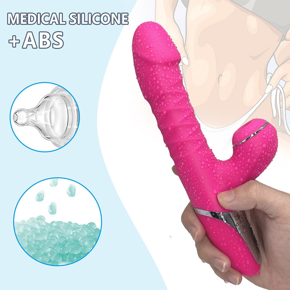 Oleifun Thrusting Rabbit Vibrator w/ Clit Sucking Stimulator Silicone Sex Toy for Women - oleifun -