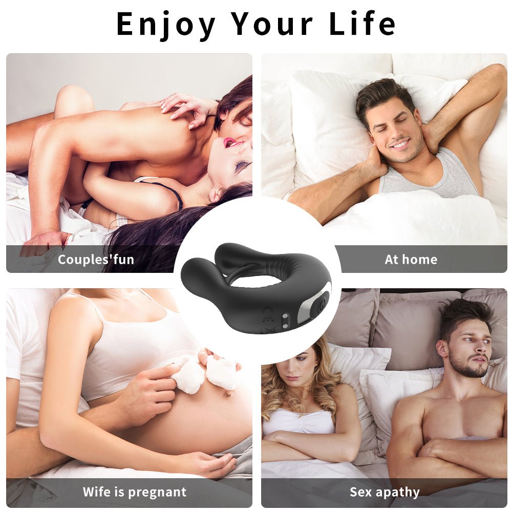 Vibrating Cock Ring Silicone Penis Ring with 10 Modes & Remote Control - oleifun -