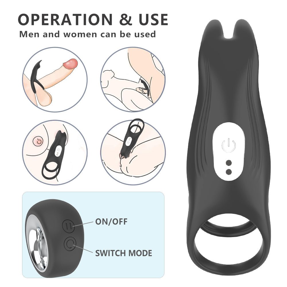 Vibrating Cock Ring Silicone Penis Ring with 12 Vibration Modes for Teasing Clitoris with Remote Control - oleifun -