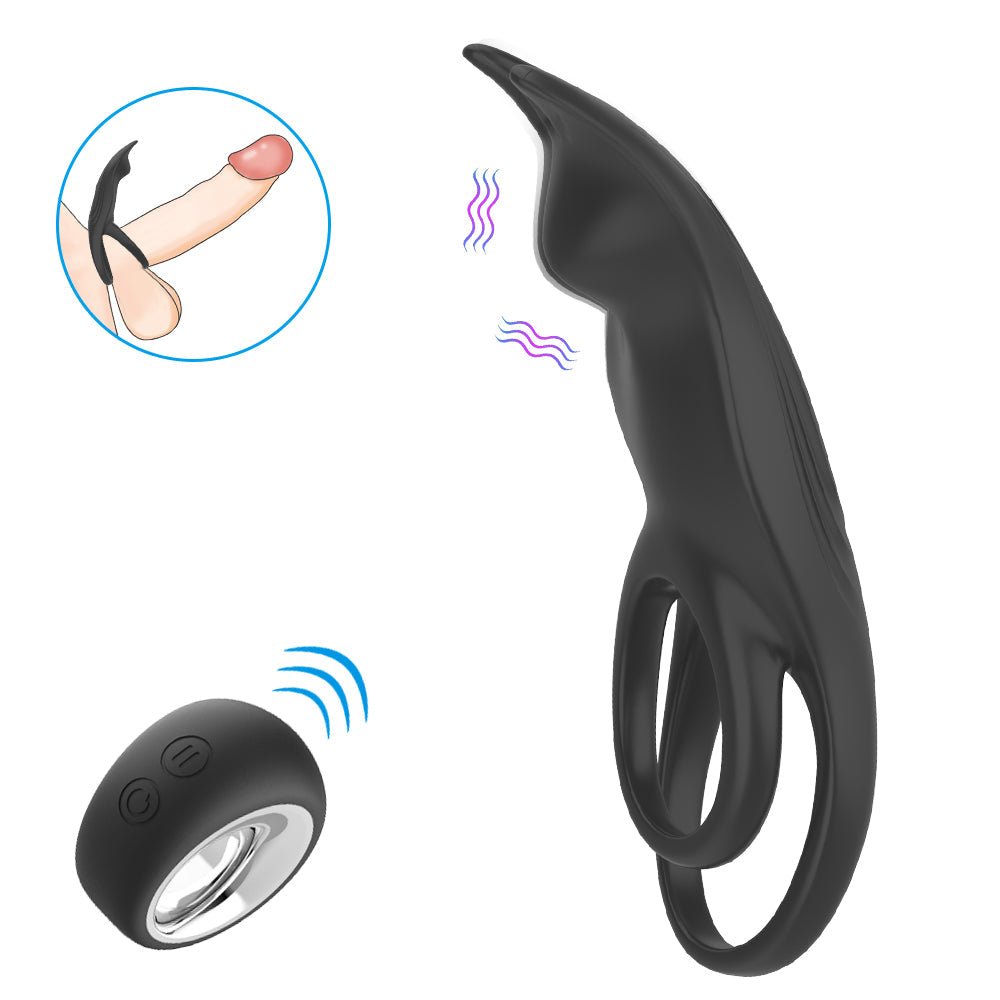Vibrating Cock Ring Silicone Penis Ring with 12 Vibration Modes for Teasing Clitoris with Remote Control - oleifun -