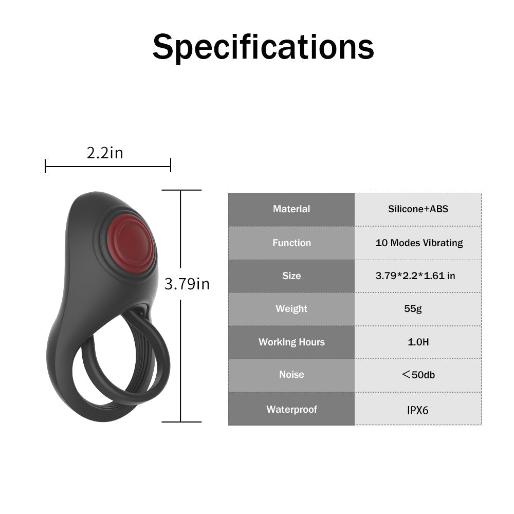 Vibrating Penis Ring Silicone Cock Ring with 10 Vibration Modes & Remote Control - oleifun -